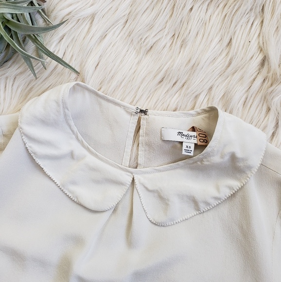 Madewell Tops - Madewell cream silk peter pan collar top XS